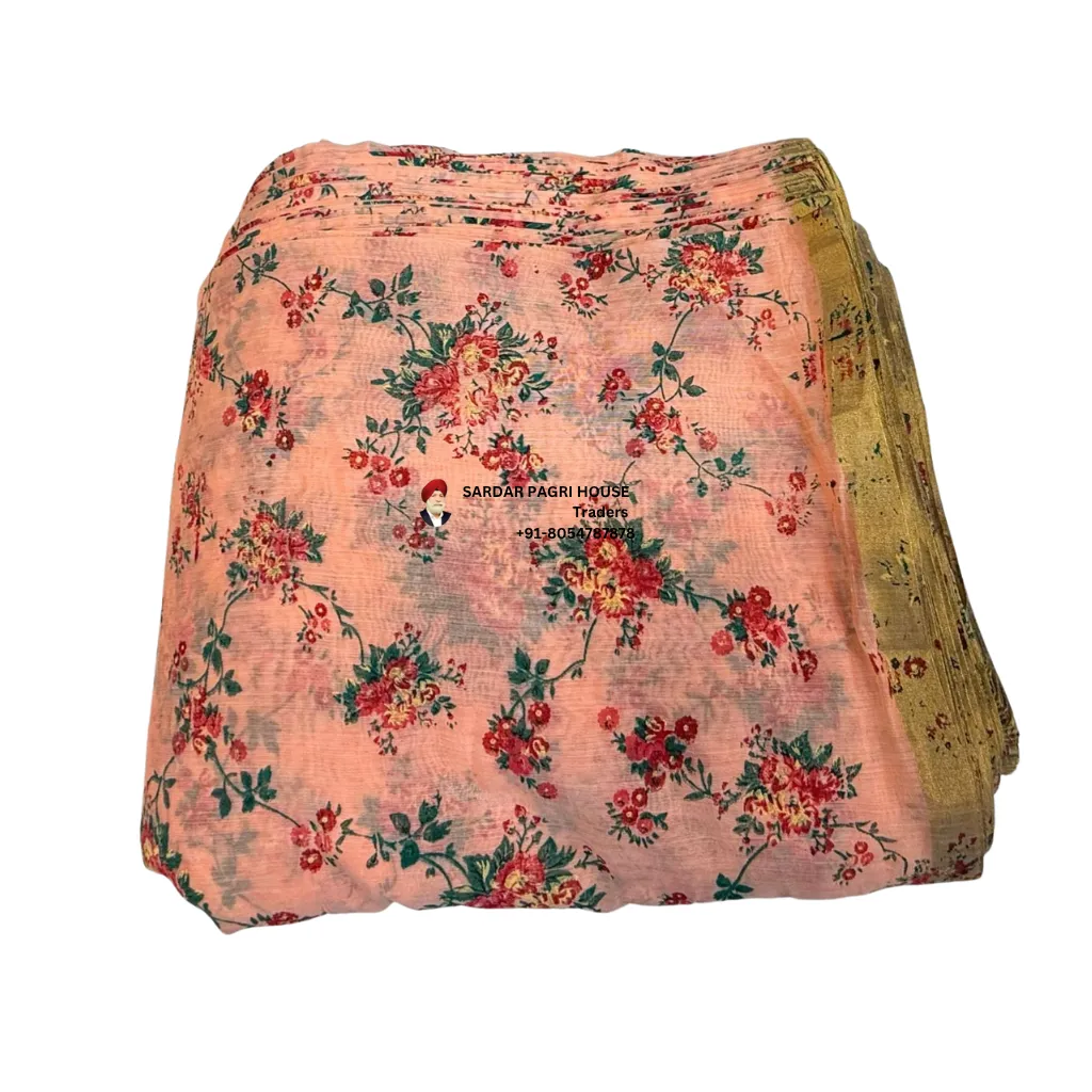 5 Meter Blush Pink Printed Tissue Hindu Wedding Turban