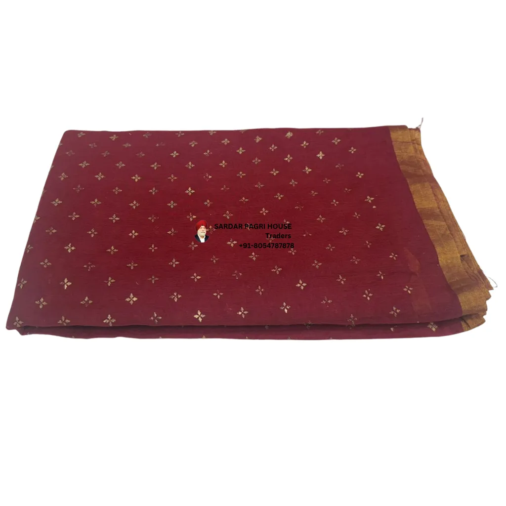 5 Meter Crimson Maroon Printed Tissue Hindu Wedding Turban