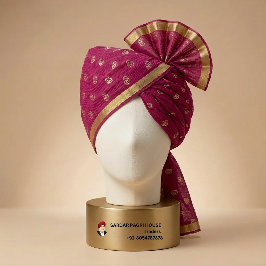 5-meter-dark-pink-printed-tissue-hindu-wedding-turban