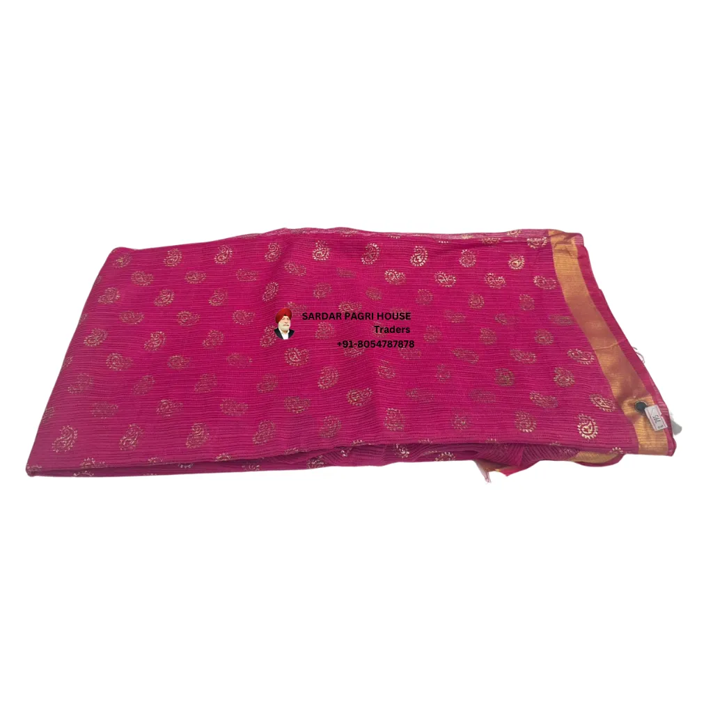 5 Meter Dark Pink Printed Tissue Hindu Wedding Turban