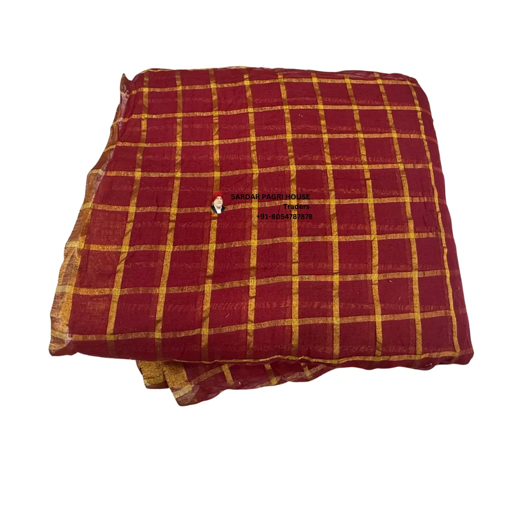 5 Meter Deep Maroon Printed Tissue Hindu Wedding Turban