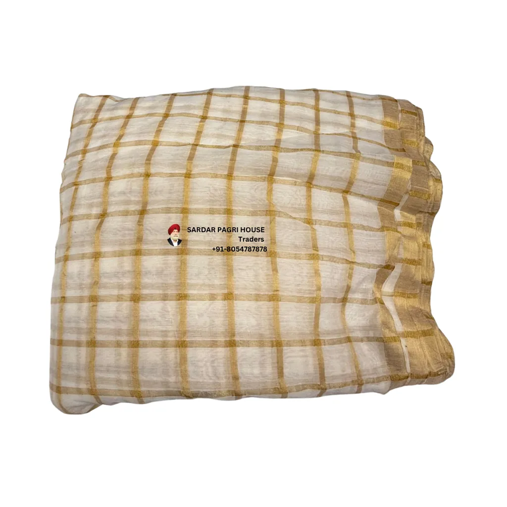 5 Meter Dutch White Printed Tissue Hindu Wedding Turban