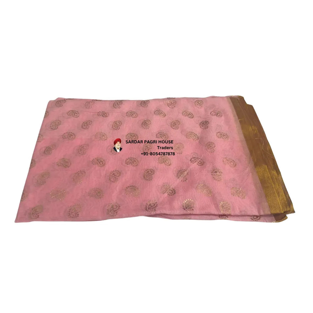 5 Meter Flamingo Pink Printed Tissue Hindu Wedding Turban