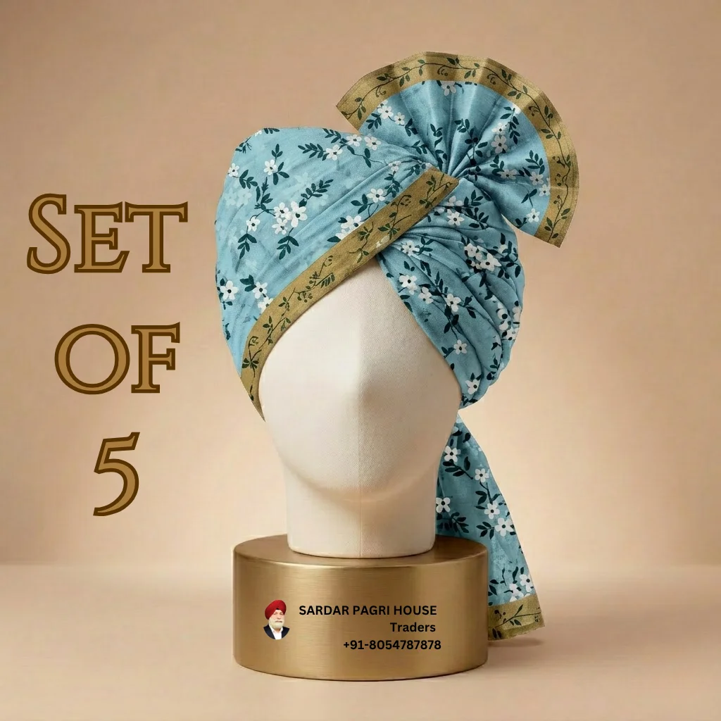 -5-meter-floral-blue-printed-tissue-hindu-wedding-turban