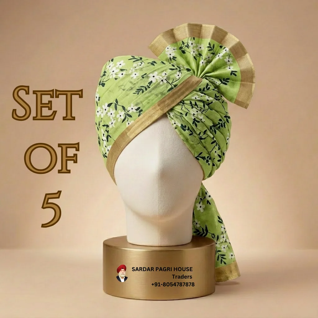 5-meter-floral-green-printed-tissue-hindu-wedding-turban