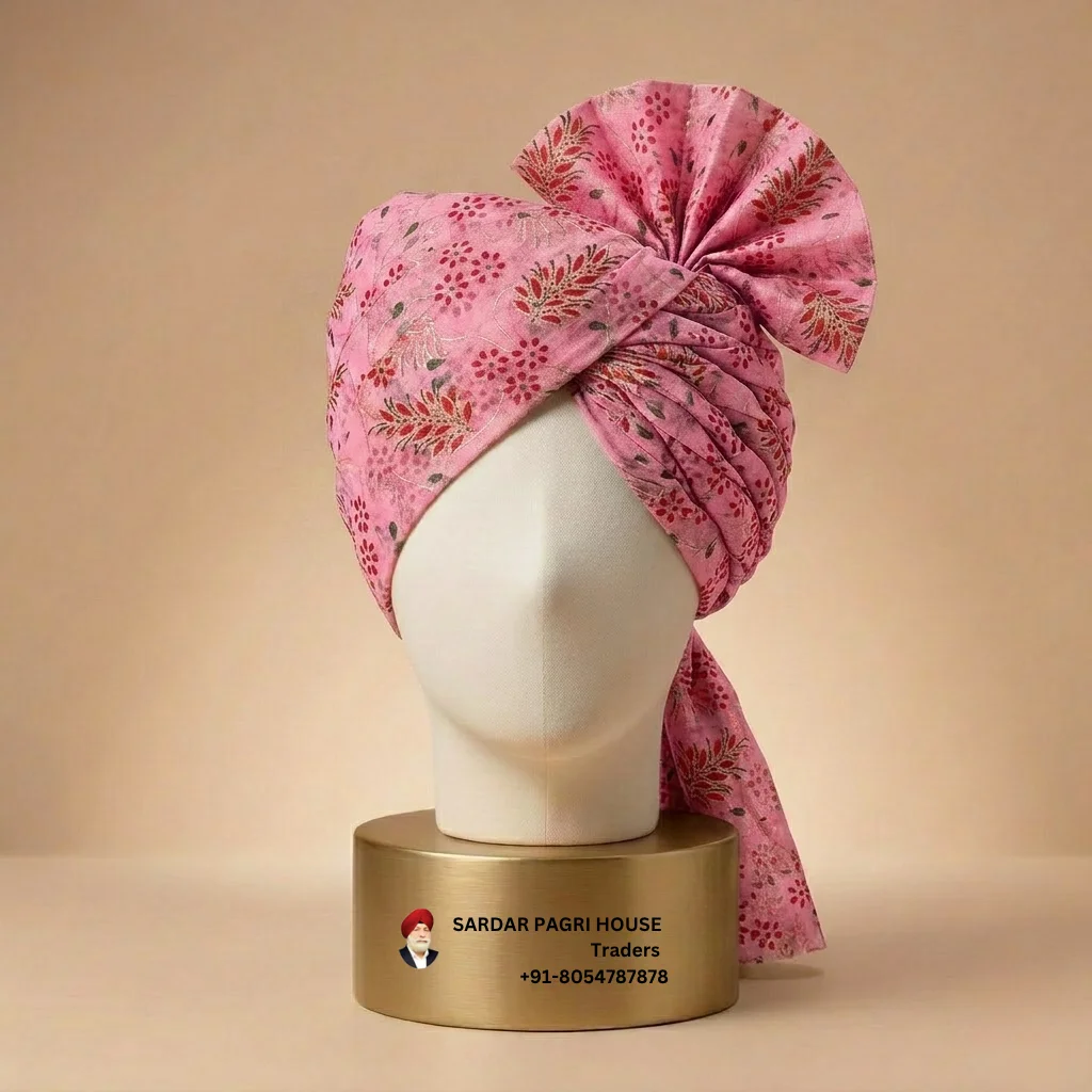 5-meter-floral-pink-printed-tissue-hindu-wedding-turban