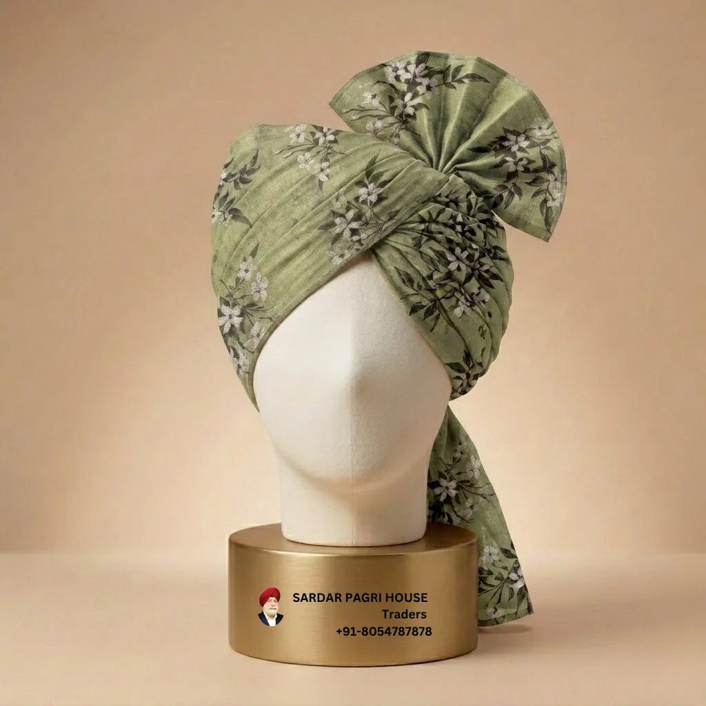 5-meter-floral-sage-green-printed-tissue-hindu-wedding-turban