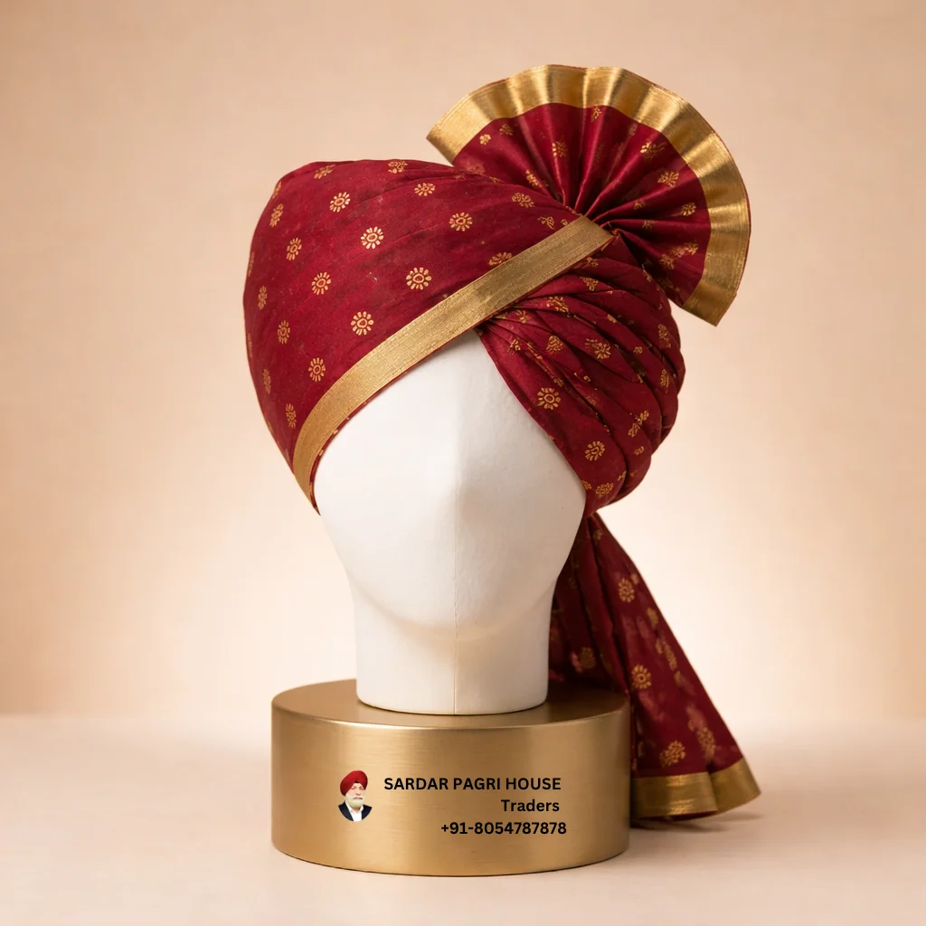 5-meter-maroon-printed-tissue-hindu-wedding-turban