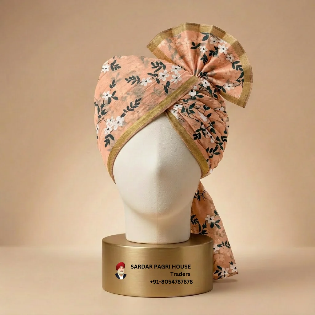 5-meter-melon-pink-printed-tissue-hindu-wedding-turban
