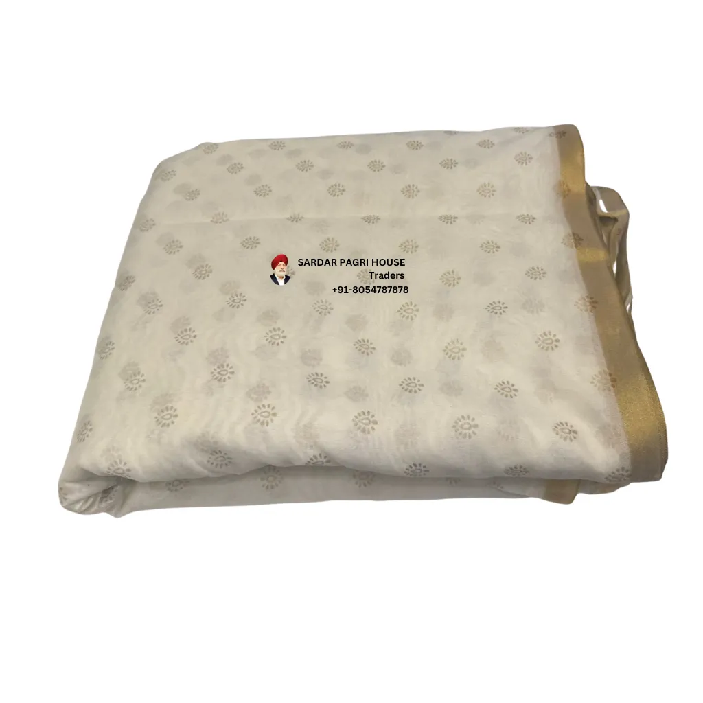 5 Meter Off-White Printed Tissue Hindu Wedding Turban