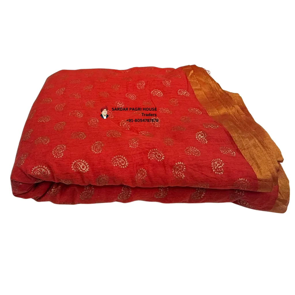 5 Meter Orange Printed Tissue Hindu Wedding Turban