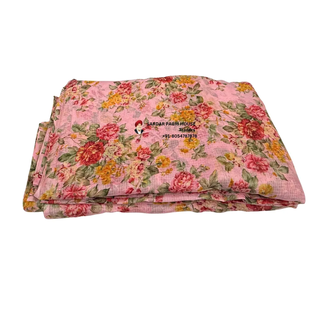 5 Meter Pastel Pink Printed Tissue Hindu Wedding Turban