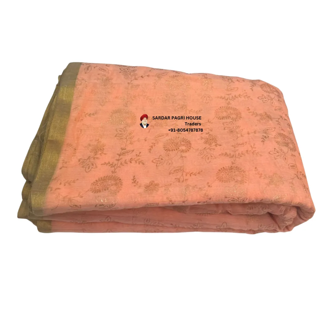 5 Meter Peach Printed Tissue Hindu Wedding Turban