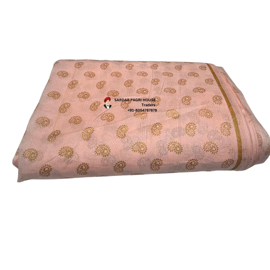 5 Meter Pink Printed Tissue Hindu Wedding Turban