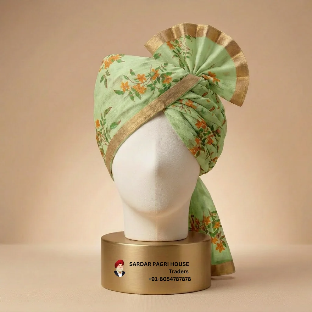 5-meter-pistachio-green-printed-tissue-hindu-wedding-turban